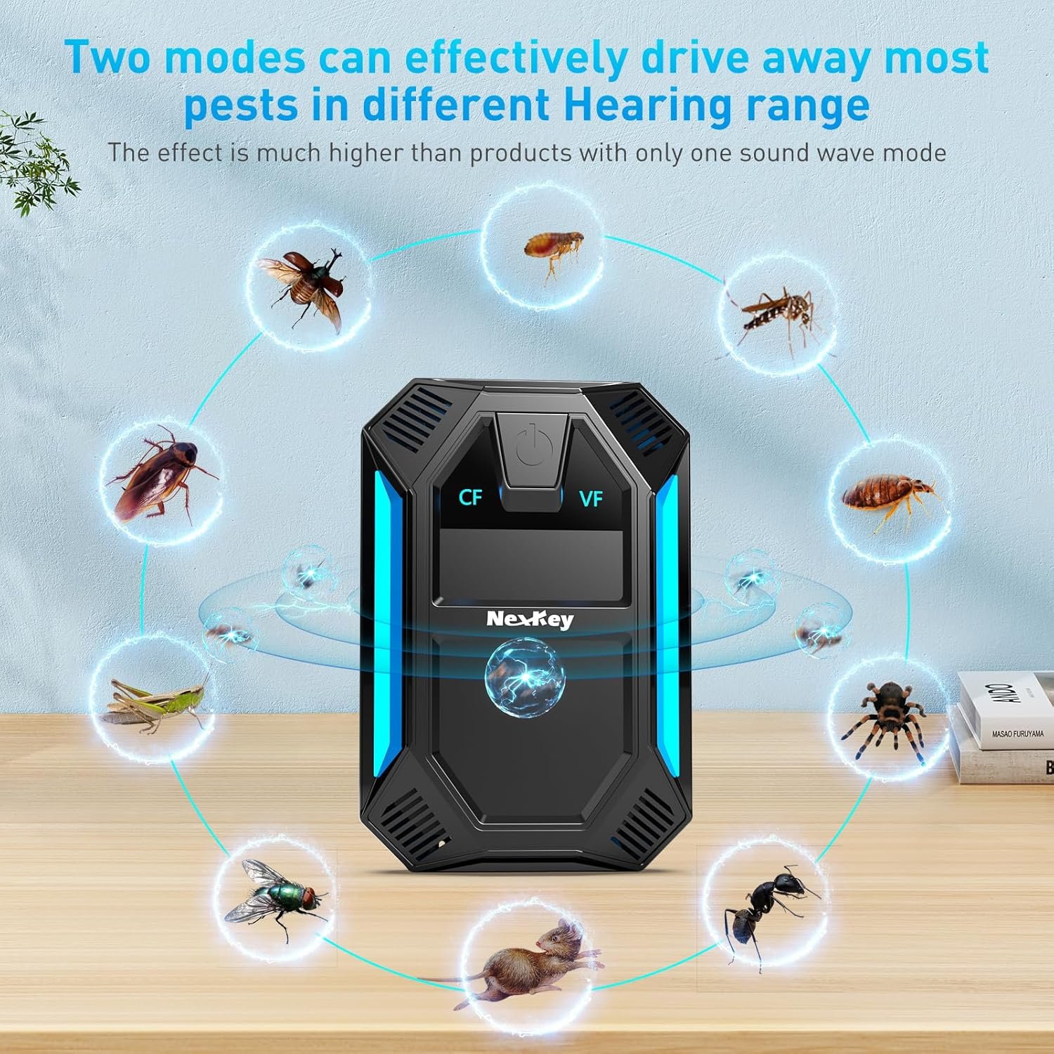 Repelente ultrasónico de plagas e insectos, repelente ultrasónico para cucarachas, roedores, ratones, insectos, mosquitos, ratones, arañas, hormigas, control electrónico de plagas, 2 modos de - Imagen 2