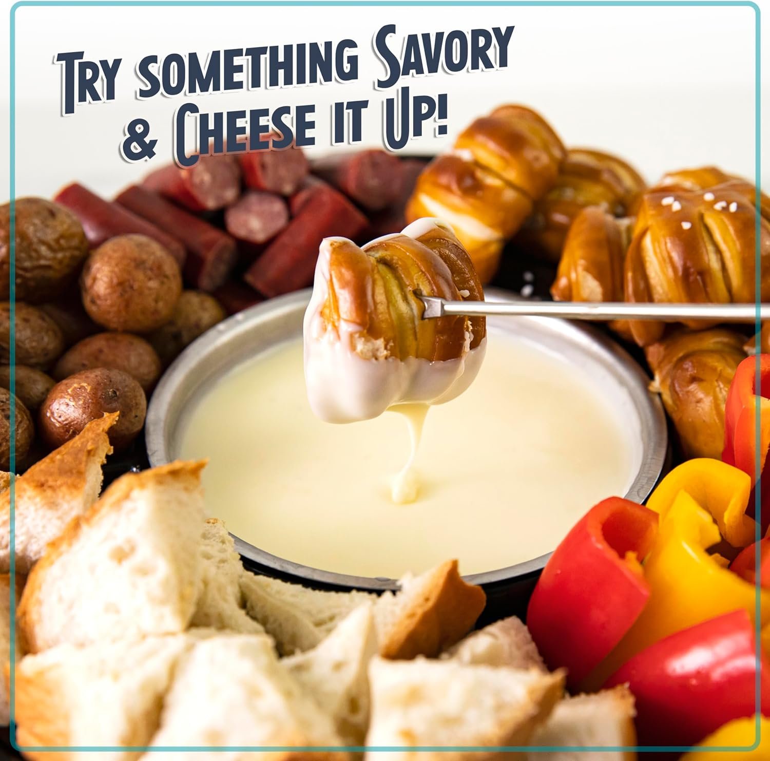 Nostalgia Juego de fondue eléctrico para fiestas, olla de fusión de 10 onzas, 4 tenedores para asar y bandeja desmontable para servir, queso derretido, chocolate o postre, perfecto para regalos - Imagen 6