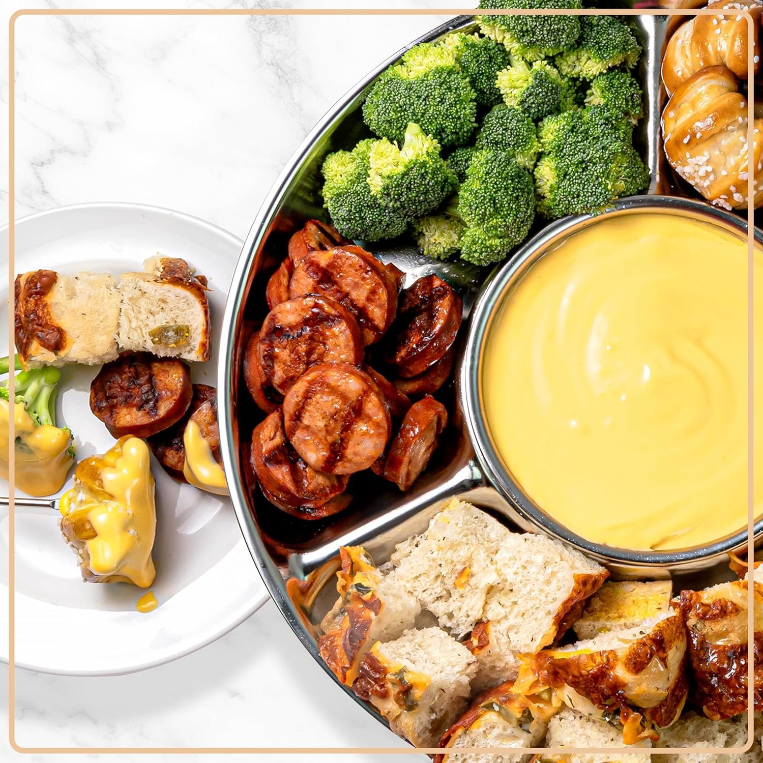 Nostalgia Juego de fondue eléctrico para fiestas, olla de fusión de 10 onzas, 4 tenedores para asar y bandeja desmontable para servir, queso derretido, chocolate o postre, perfecto para regalos - Imagen 9