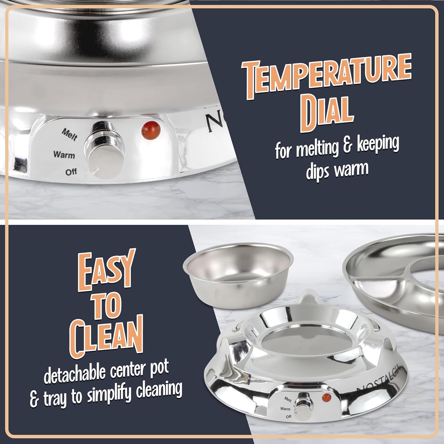 Nostalgia Juego de fondue eléctrico para fiestas, olla de fusión de 10 onzas, 4 tenedores para asar y bandeja desmontable para servir, queso derretido, chocolate o postre, perfecto para regalos - Imagen 14