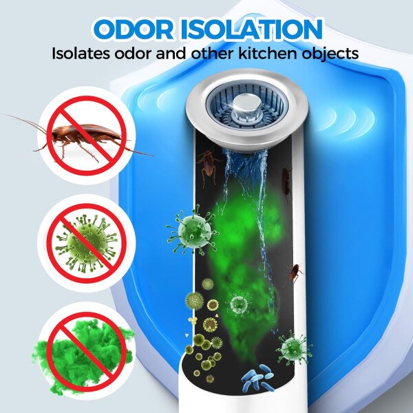 Colador de drenaje y tapón de fregadero de cocina 3 en 1 mejorado, piezas de instalación de enchufe de drenaje de cocina de acero inoxidable y fregadero con cesta antiobstrucción, se ajusta al - Imagen 5