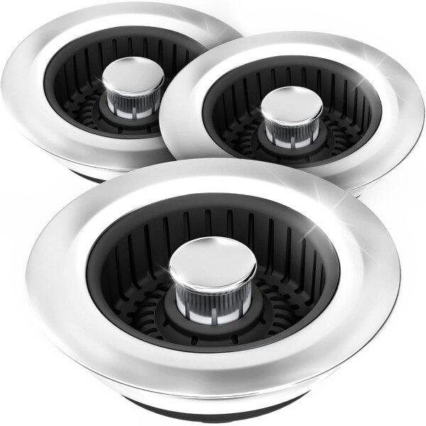 Colador de drenaje y tapón de fregadero de cocina 3 en 1 mejorado, piezas de instalación de enchufe de drenaje de cocina de acero inoxidable y fregadero con cesta antiobstrucción, se ajusta al - Imagen 22