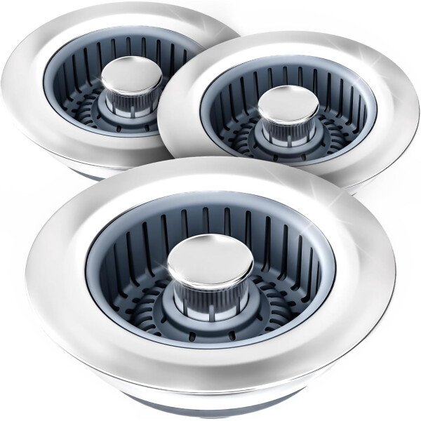 Colador de drenaje y tapón de fregadero de cocina 3 en 1 mejorado, piezas de instalación de enchufe de drenaje de cocina de acero inoxidable y fregadero con cesta antiobstrucción, se ajusta al - Imagen 43