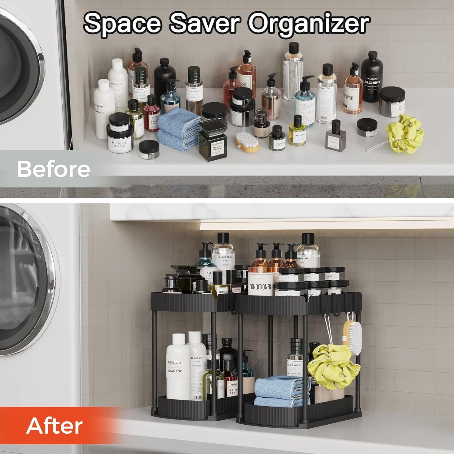 Paquete de 2 organizadores de almacenamiento extraíbles multiusos, organizadores para debajo del fregadero y almacenamiento para baño y cocina, organizadores y almacenamiento debajo del - Imagen 5
