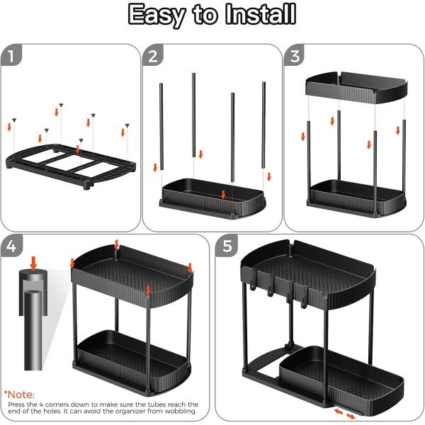 Paquete de 2 organizadores de almacenamiento extraíbles multiusos, organizadores para debajo del fregadero y almacenamiento para baño y cocina, organizadores y almacenamiento debajo del - Imagen 7