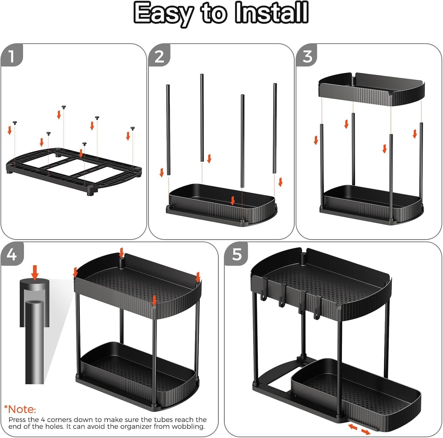 Paquete de 2 organizadores de almacenamiento extraíbles multiusos, organizadores para debajo del fregadero y almacenamiento para baño y cocina, organizadores y almacenamiento debajo del - Imagen 7