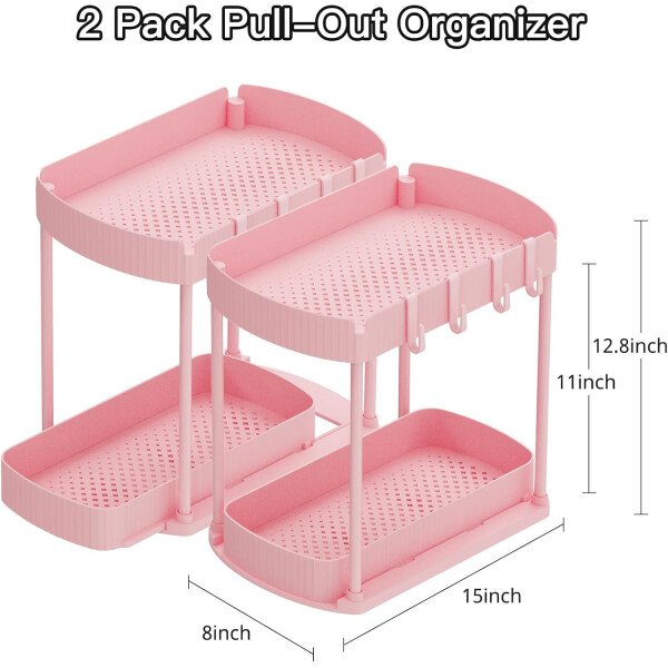 Paquete de 2 organizadores de almacenamiento extraíbles multiusos, organizadores para debajo del fregadero y almacenamiento para baño y cocina, organizadores y almacenamiento debajo del - Imagen 9