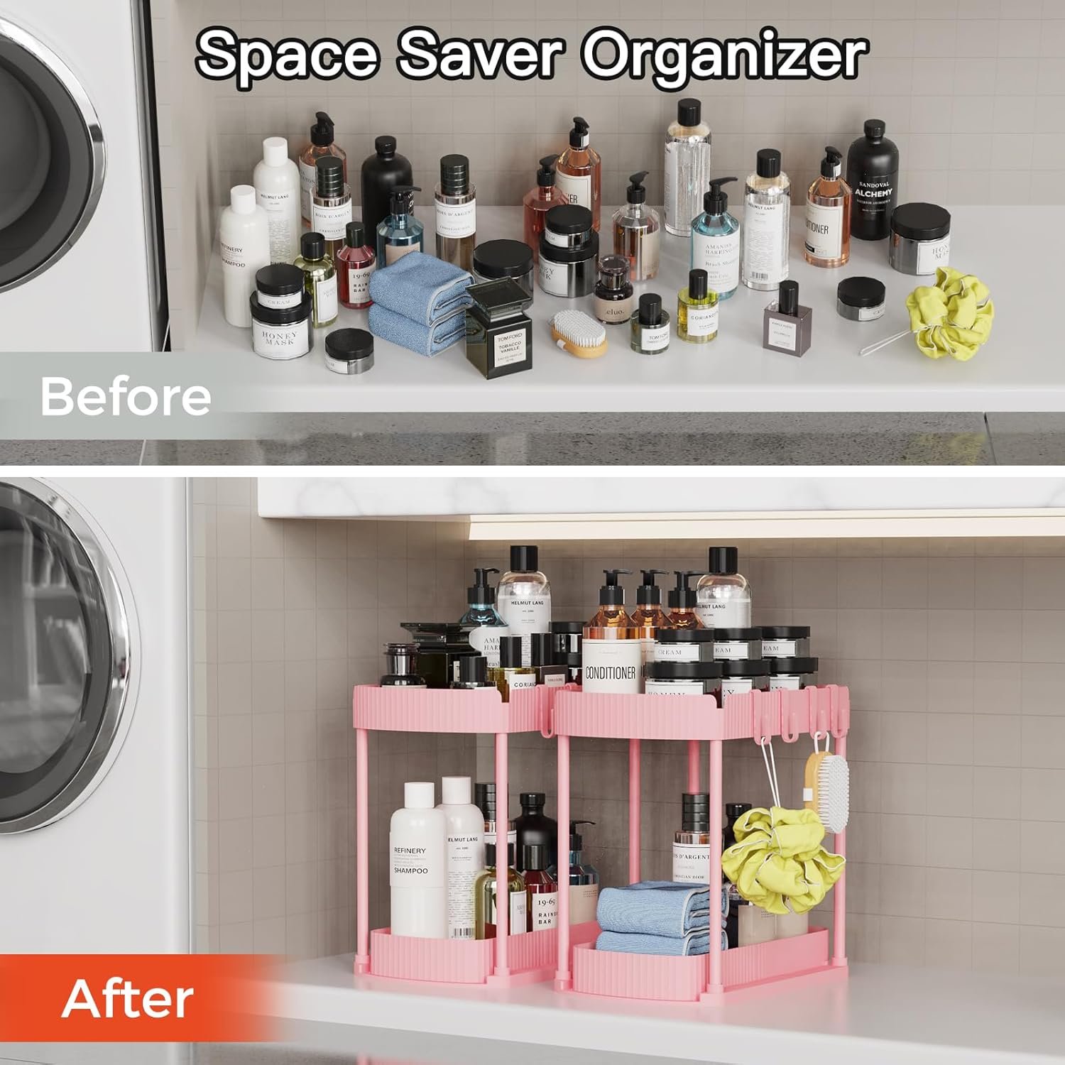 Paquete de 2 organizadores de almacenamiento extraíbles multiusos, organizadores para debajo del fregadero y almacenamiento para baño y cocina, organizadores y almacenamiento debajo del - Imagen 12