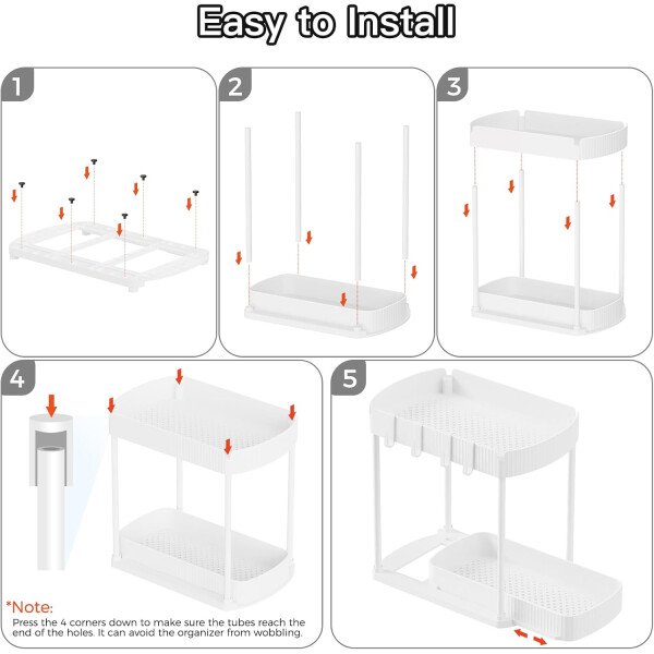 Paquete de 2 organizadores de almacenamiento extraíbles multiusos, organizadores para debajo del fregadero y almacenamiento para baño y cocina, organizadores y almacenamiento debajo del - Imagen 21