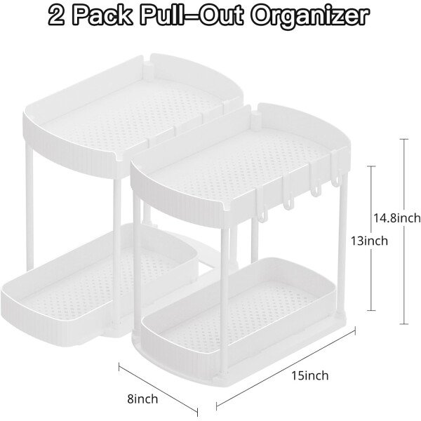 Paquete de 2 organizadores de almacenamiento extraíbles multiusos, organizadores para debajo del fregadero y almacenamiento para baño y cocina, organizadores y almacenamiento debajo del - Imagen 22