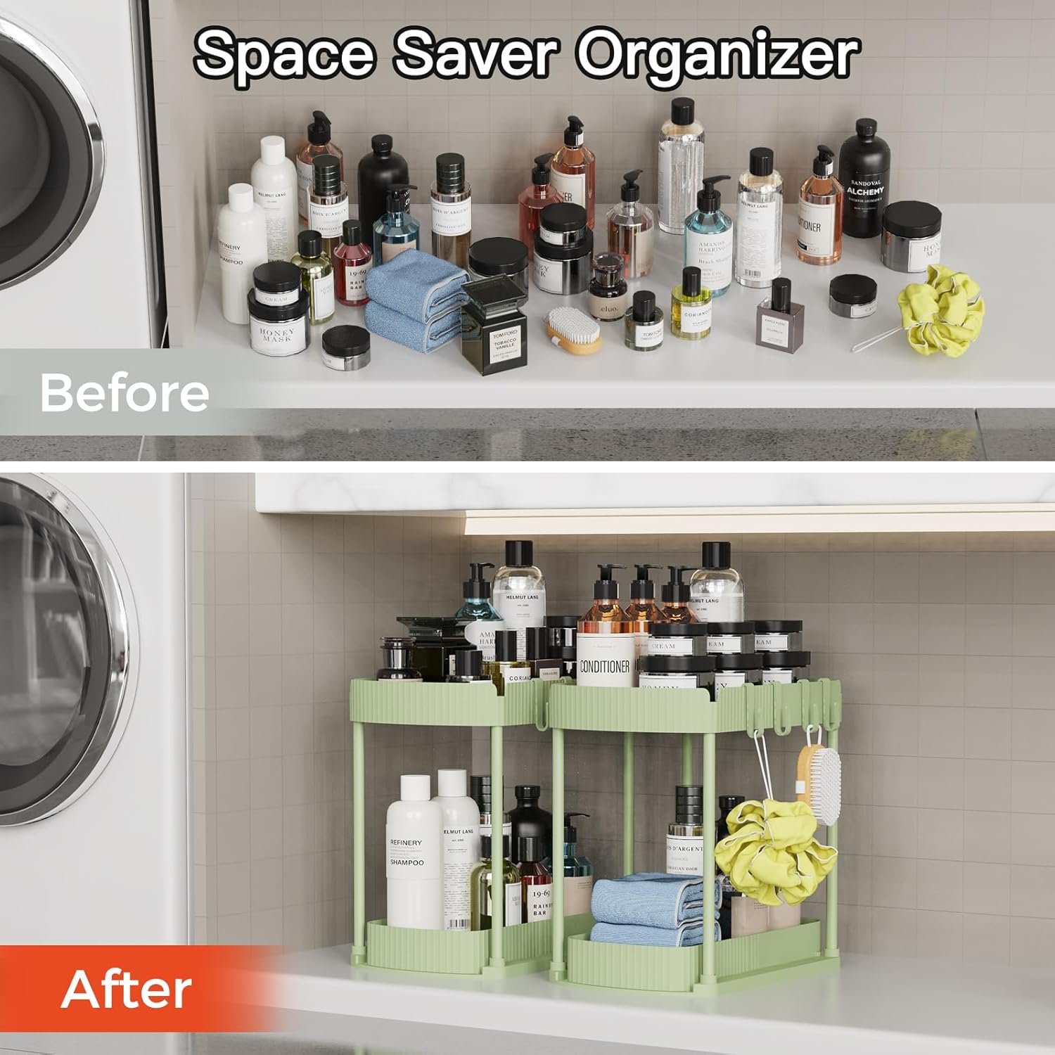 Paquete de 2 organizadores de almacenamiento extraíbles multiusos, organizadores para debajo del fregadero y almacenamiento para baño y cocina, organizadores y almacenamiento debajo del - Imagen 27