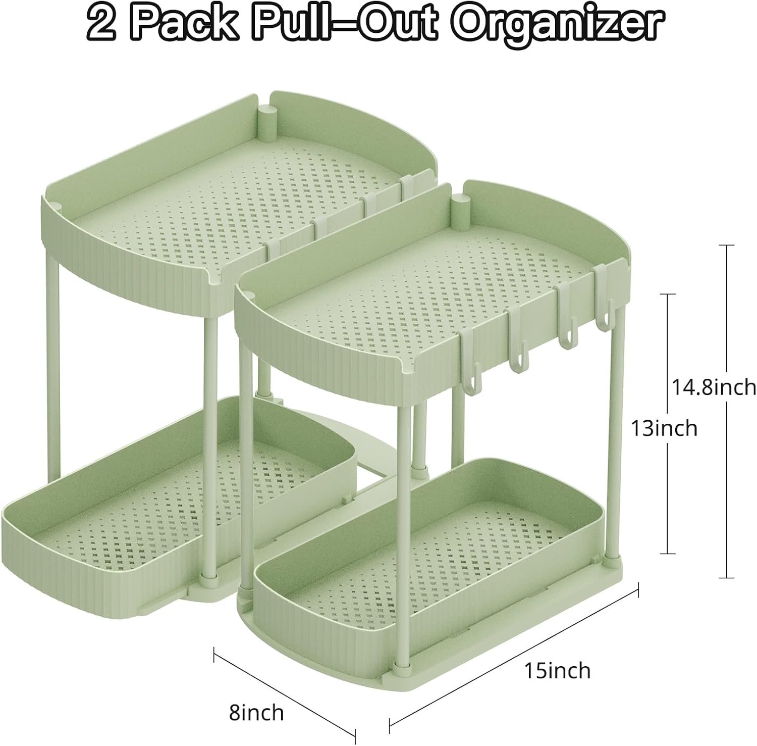 Paquete de 2 organizadores de almacenamiento extraíbles multiusos, organizadores para debajo del fregadero y almacenamiento para baño y cocina, organizadores y almacenamiento debajo del - Imagen 30