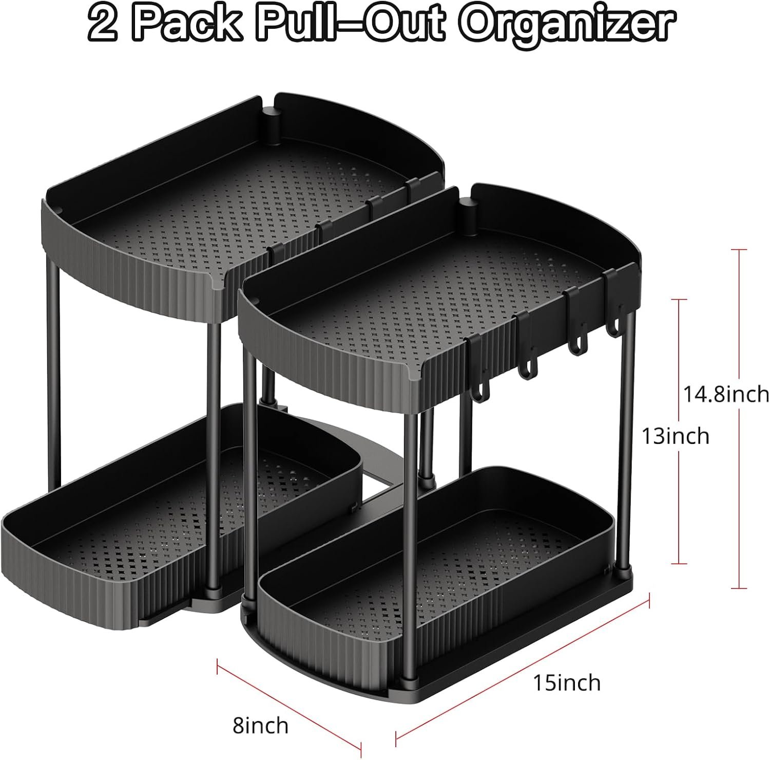 Paquete de 2 organizadores de almacenamiento extraíbles multiusos, organizadores para debajo del fregadero y almacenamiento para baño y cocina, organizadores y almacenamiento debajo del - Imagen 31