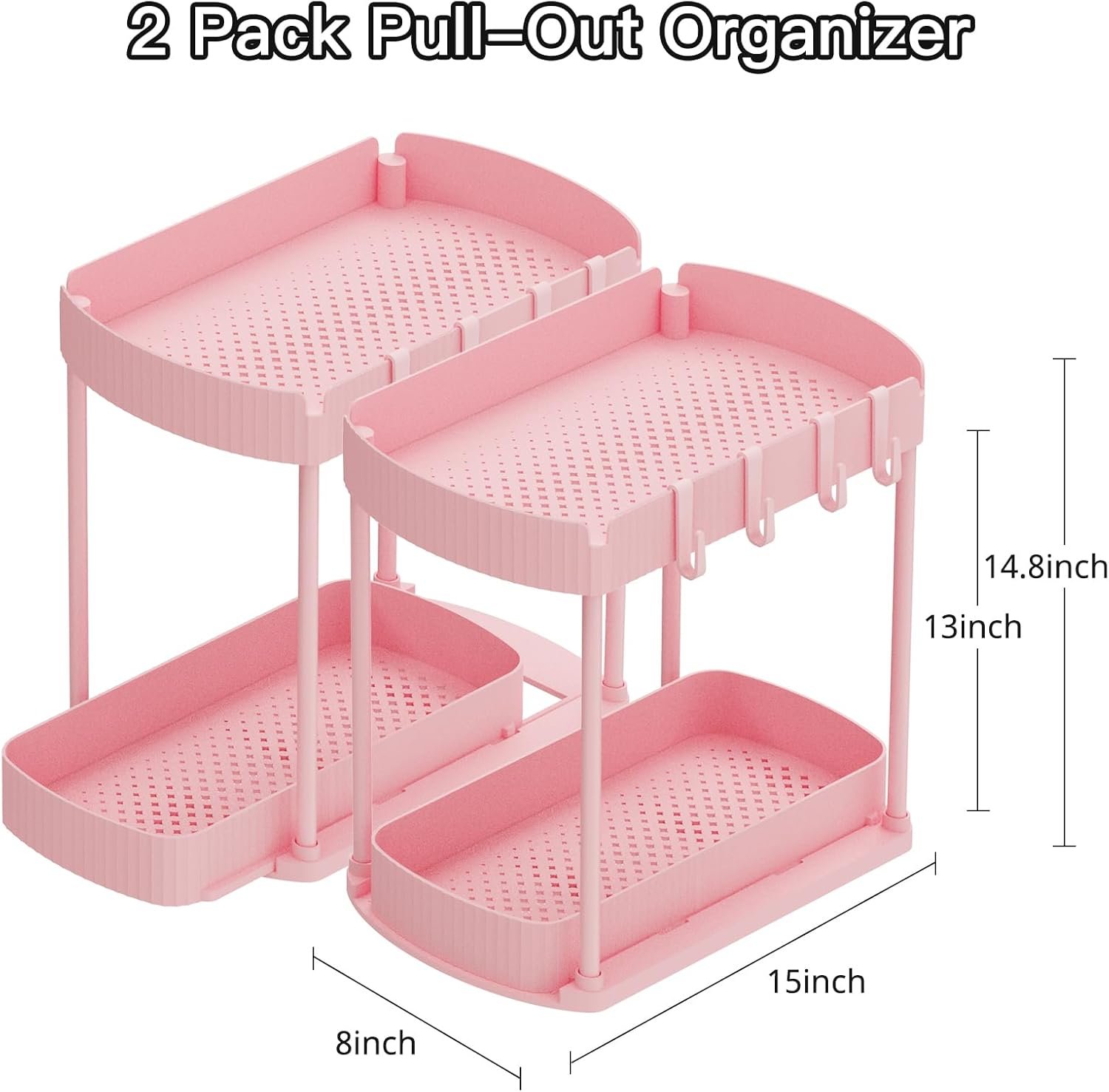 Paquete de 2 organizadores de almacenamiento extraíbles multiusos, organizadores para debajo del fregadero y almacenamiento para baño y cocina, organizadores y almacenamiento debajo del - Imagen 32