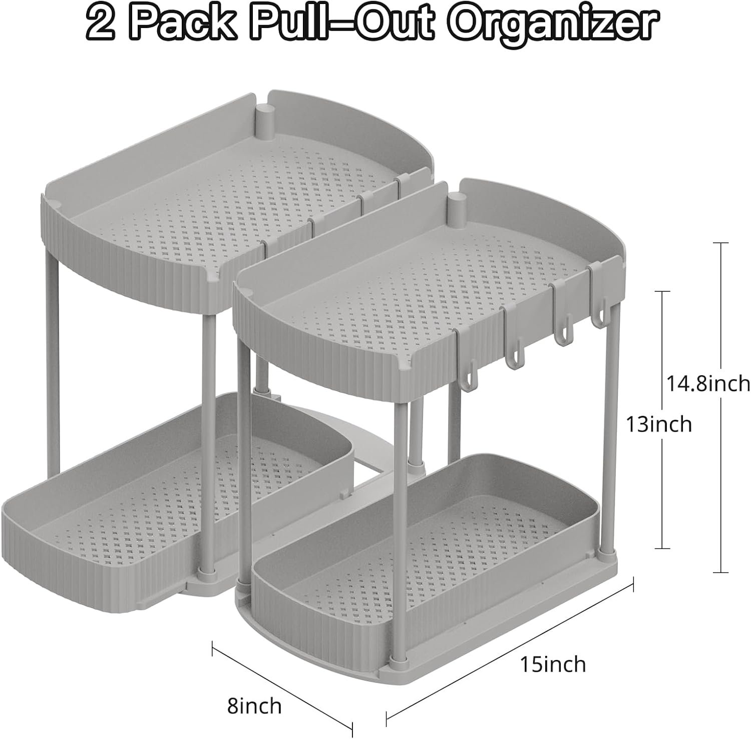 Paquete de 2 organizadores de almacenamiento extraíbles multiusos, organizadores para debajo del fregadero y almacenamiento para baño y cocina, organizadores y almacenamiento debajo del - Imagen 40