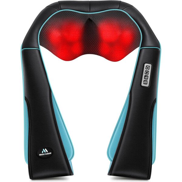 Masajeador de hombros con calor para cuello y espalda, eléctrico, masaje para cuello, espalda, hombro, cintura, pie, masaje completo Shiatsu, regalo de relajación para él, ella, amigo, padre, mamá