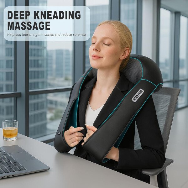 Masajeador de hombros con calor para cuello y espalda, eléctrico, masaje para cuello, espalda, hombro, cintura, pie, masaje completo Shiatsu, regalo de relajación para él, ella, amigo, padre, mamá - Imagen 3
