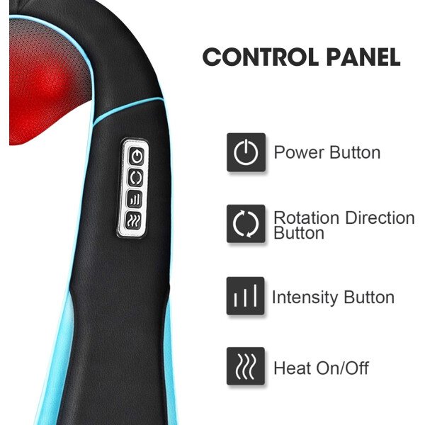 Masajeador de hombros con calor para cuello y espalda, eléctrico, masaje para cuello, espalda, hombro, cintura, pie, masaje completo Shiatsu, regalo de relajación para él, ella, amigo, padre, mamá - Imagen 6