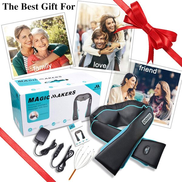 Masajeador de hombros con calor para cuello y espalda, eléctrico, masaje para cuello, espalda, hombro, cintura, pie, masaje completo Shiatsu, regalo de relajación para él, ella, amigo, padre, mamá - Imagen 7