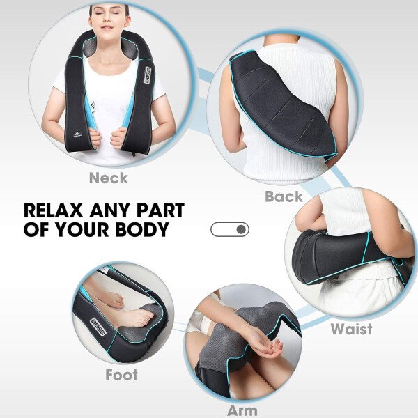Masajeador de hombros con calor para cuello y espalda, eléctrico, masaje para cuello, espalda, hombro, cintura, pie, masaje completo Shiatsu, regalo de relajación para él, ella, amigo, padre, mamá - Imagen 8