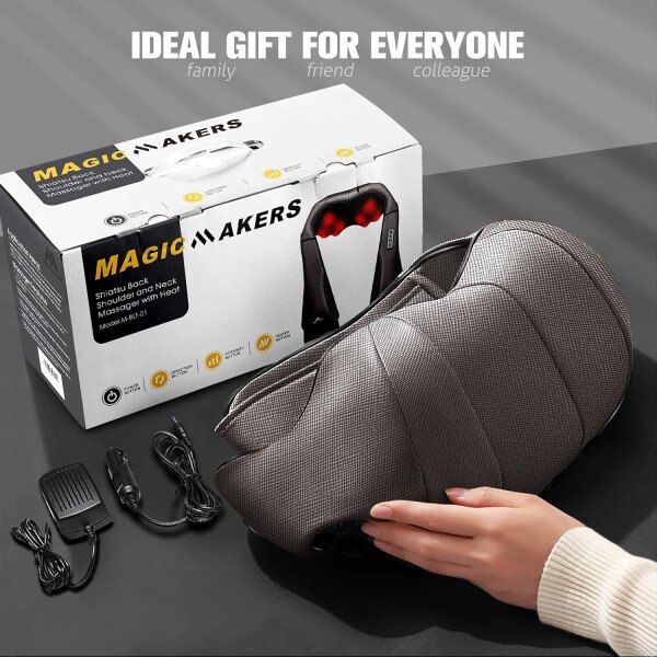 Masajeador de hombros con calor para cuello y espalda, eléctrico, masaje para cuello, espalda, hombro, cintura, pie, masaje completo Shiatsu, regalo de relajación para él, ella, amigo, padre, mamá - Imagen 16
