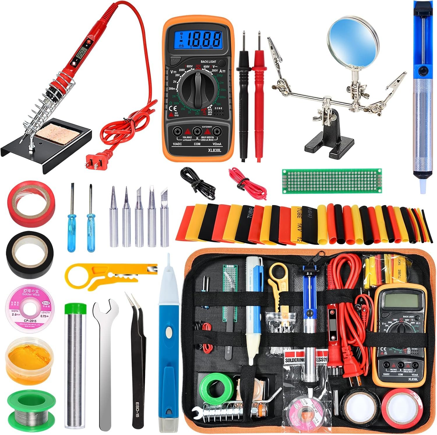 Kit de soldador, pistola de soldadura digital LCD de 80 W con control de temperatura ajustable y diseño termostático de cerámica de calentamiento rápido