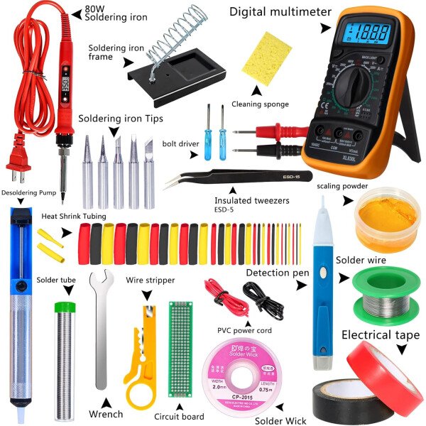 Kit de soldador, pistola de soldadura digital LCD de 80 W con control de temperatura ajustable y diseño termostático de cerámica de calentamiento rápido - Imagen 10