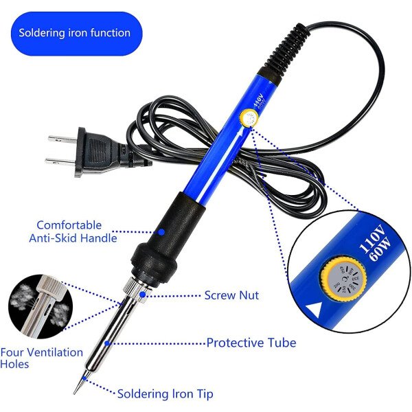 Kit de soldador, pistola de soldadura digital LCD de 80 W con control de temperatura ajustable y diseño termostático de cerámica de calentamiento rápido - Imagen 16