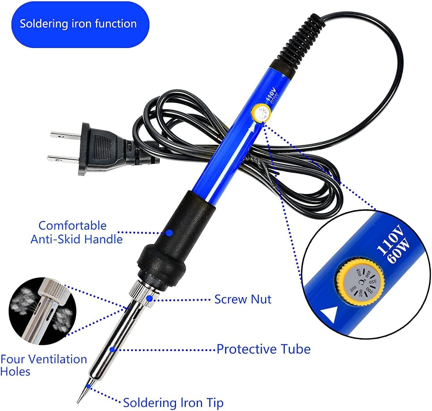 Kit de soldador, pistola de soldadura digital LCD de 80 W con control de temperatura ajustable y diseño termostático de cerámica de calentamiento rápido - Imagen 16