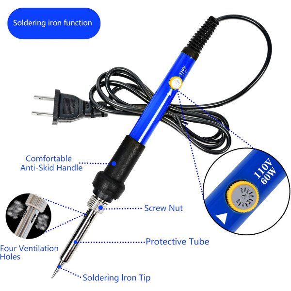 Kit de soldador, pistola de soldadura digital LCD de 80 W con control de temperatura ajustable y diseño termostático de cerámica de calentamiento rápido - Imagen 22