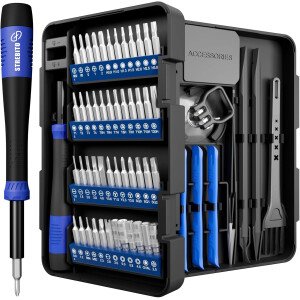 STREBITO Juego de destornilladores de precisión pequeños de 64 piezas con Torx, Triwing, pentalobe, kit de herramientas de reparación electrónica para computadora, PC, laptop, Macbook, tableta