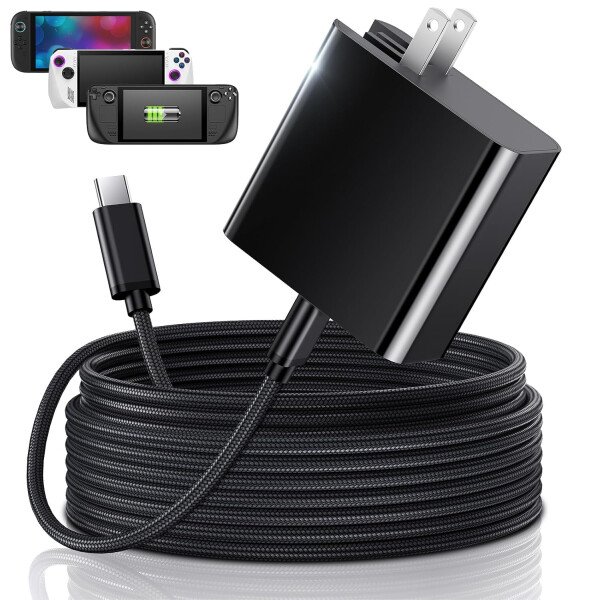 Cargador rápido de 65 W para Steam Deck, Nintendo Switch 2 y ROG Ally, adaptador de CA plegable PD3.0 con cable USB C de 6.6 pies, cargador Switch 2 compatible con base de TV, consola PS [reemplazo - Imagen 9