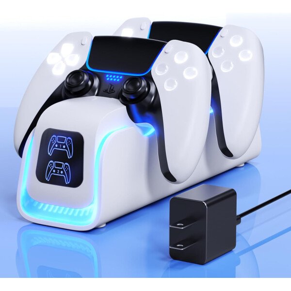 PS5 Controller Charger,PlayStation Charging Dock for PlayStation 5 Dualsense Edge with 6 LED & RGB Mode,Overcharge Protection Controller Charging Station for PlayStation 4 Accessories Cooling System - Imagen 7