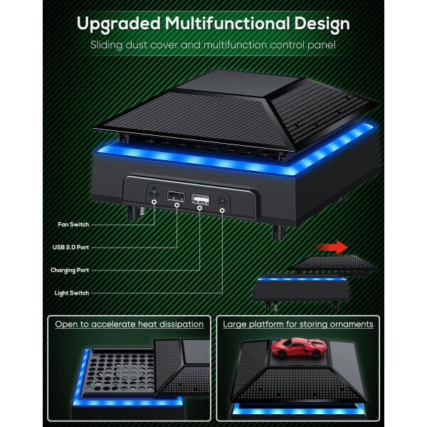 Ventilador de refrigeración RGB para Xbox Series X con filtro de polvo y 7 modos de luz LED RGB, velocidad del ventilador automático ajustable por temperatura, enfriador y interruptor táctil - Imagen 6