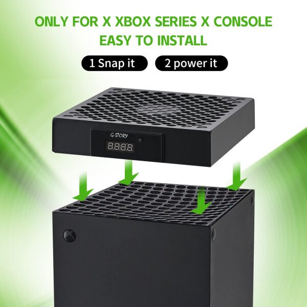G-STORY Cooling Fan for Xbox Series X with Automatic Fan Speed Adjustable by Temperature, LED Display, High Performance Cooling, Low Noise, 3 Speed 1500/1750/2000RPM (140MM) with RGB LED - Imagen 7
