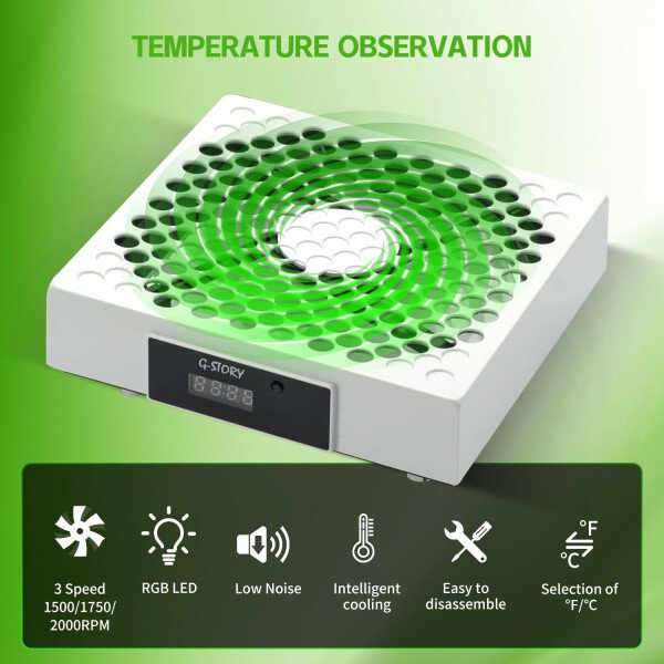 G-STORY Cooling Fan for Xbox Series X with Automatic Fan Speed Adjustable by Temperature, LED Display, High Performance Cooling, Low Noise, 3 Speed 1500/1750/2000RPM (140MM) with RGB LED - Imagen 10