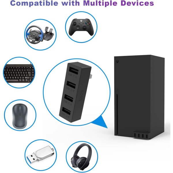 Hub USB 2.0 de 4 puertos para Xbox Series X/S, adaptador de expansión divisor de concentrador USB de alta velocidad compatible con consola Xbox Series X/S - Imagen 5