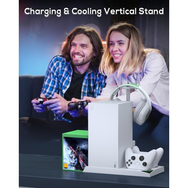 MENEEA Cooling Fan & Charging Stand for Xbox Series X Console & Controller,Vertical Cooler System Dual Charger Station Dock Accessories with 2 x 1400mAh Rechargeable Battery for Xbox Series X - Imagen 16