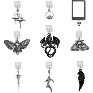 Juego de dijes para Kindle, 8 piezas de tapones antipolvo con puerto USB-C con diseño de ala de dragón estrella, accesorios para lector electrónico, Metal o resina