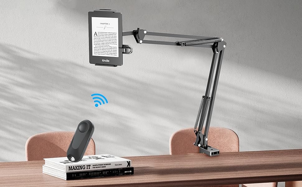 Soporte para tableta para lectura Kindle en la cama con girador de páginas remoto