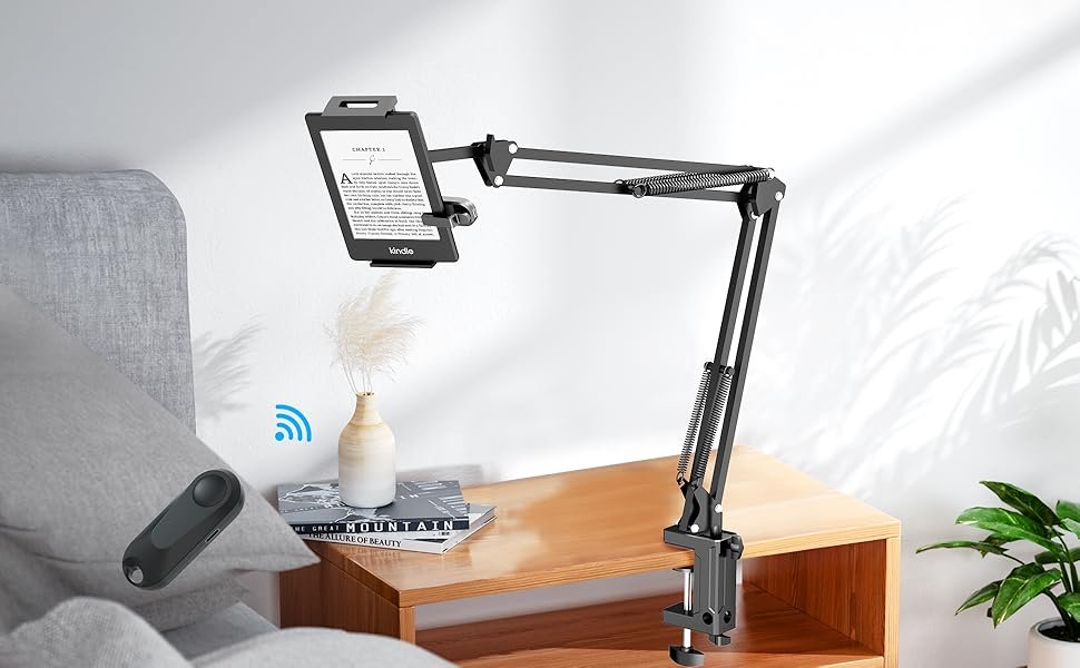 Soporte para tableta para lectura Kindle en la cama con girador de páginas remoto