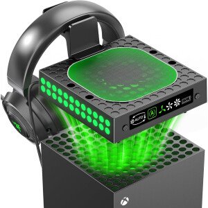 Ventilador de refrigeración XBX Series X a prueba de polvo con modo automático, para consola Xbox Series X con luces LED, sistema de refrigeración de ventilador ajustable automático integrado