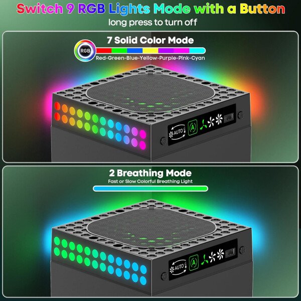 Ventilador de refrigeración XBX Series X a prueba de polvo con modo automático, para consola Xbox Series X con luces LED, sistema de refrigeración de ventilador ajustable automático integrado - Imagen 2