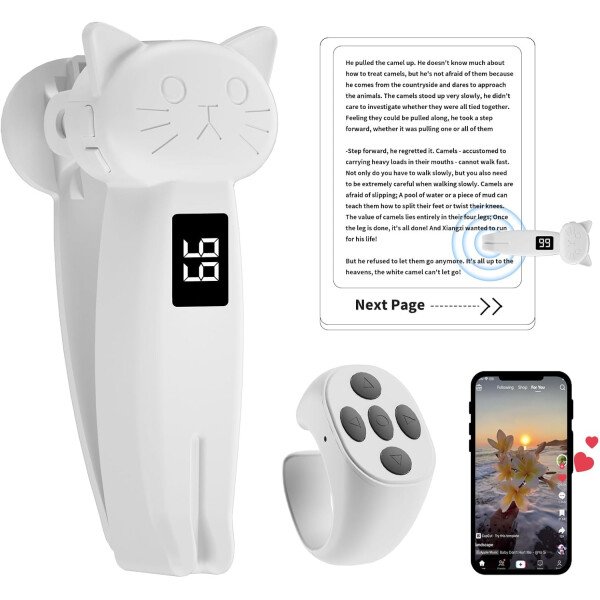Turner de página de control remoto para Kindle, accesorio de lector de libros electrónicos (blanco)