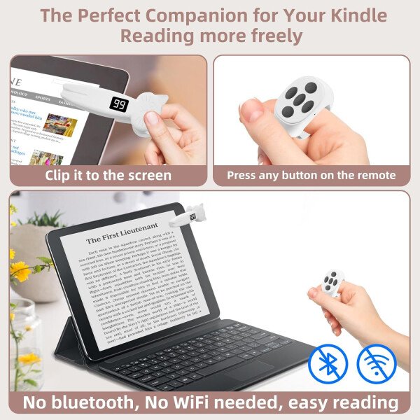 Turner de página de control remoto para Kindle, accesorio de lector de libros electrónicos (blanco) - Imagen 4