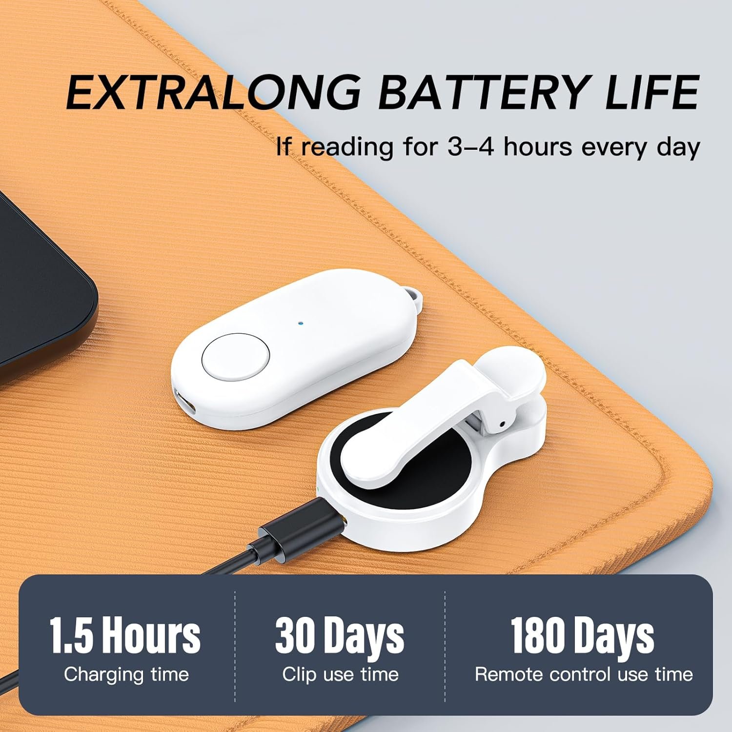 Girador de páginas con control remoto para lectores electrónicos Kindle Paperwhite Oasis Kobo, accesorios Kindle Clicker para iPhone, iPad, tabletas Android, novelas de lectura, grabación de video y - Imagen 4