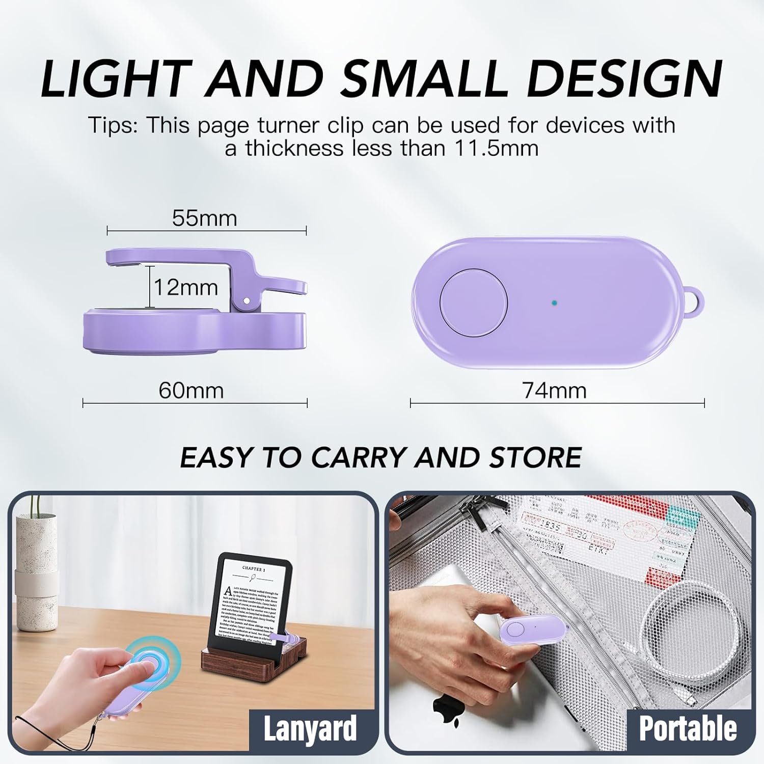 Girador de páginas con control remoto para lectores electrónicos Kindle Paperwhite Oasis Kobo, accesorios Kindle Clicker para iPhone, iPad, tabletas Android, novelas de lectura, grabación de video y - Imagen 20