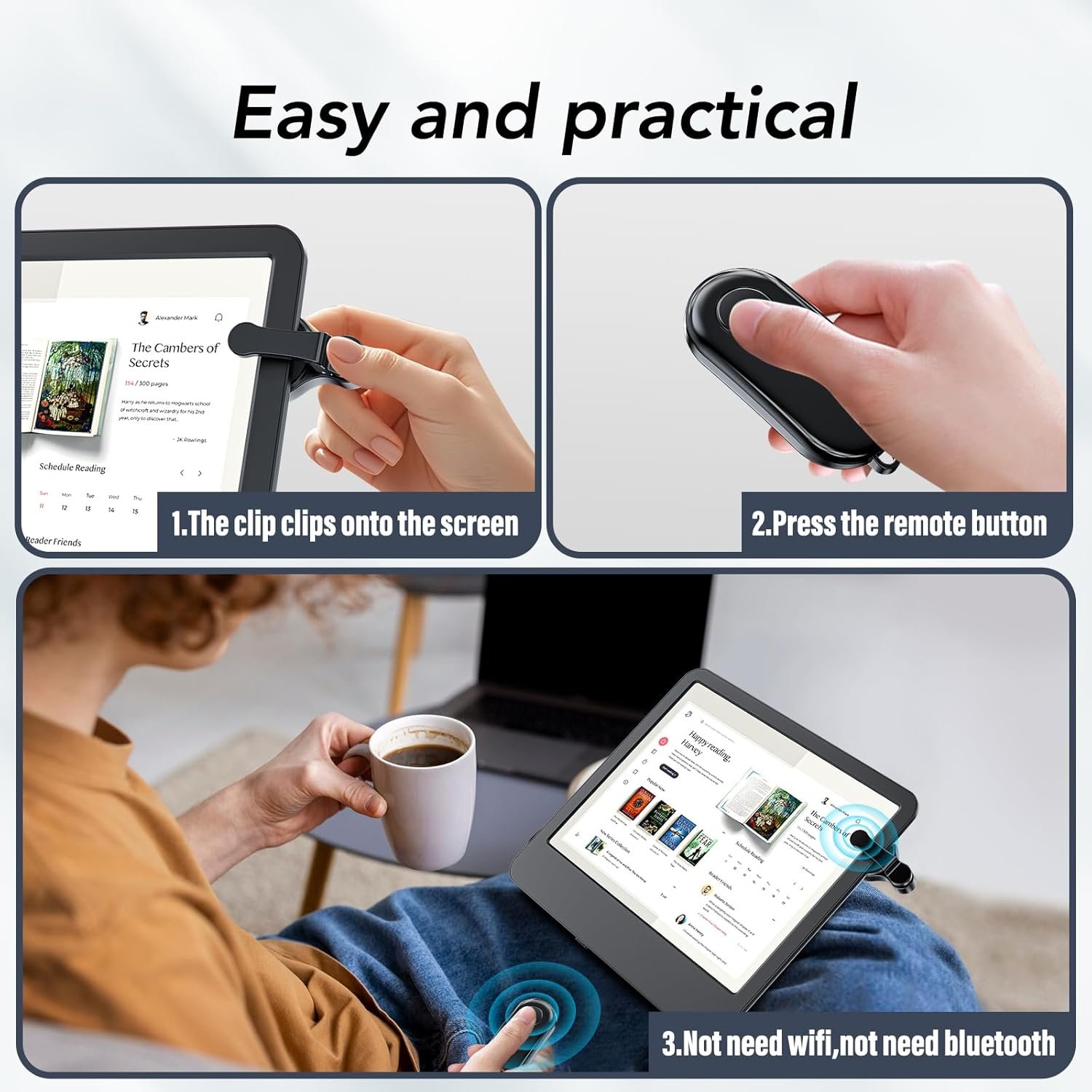 Girador de páginas con control remoto para lectores electrónicos Kindle Paperwhite Oasis Kobo, accesorios Kindle Clicker para iPhone, iPad, tabletas Android, novelas de lectura, grabación de video y - Imagen 36