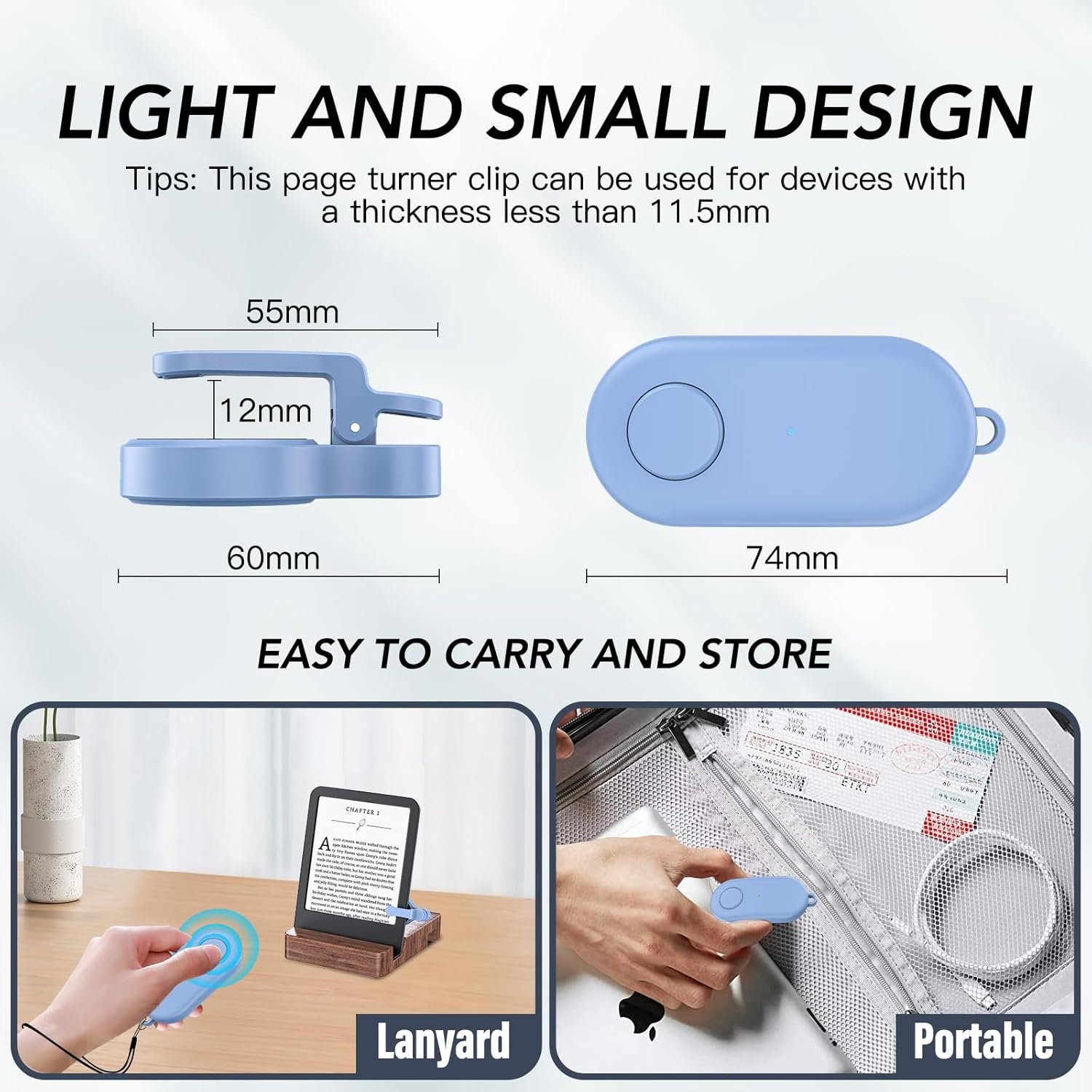 Girador de páginas con control remoto para lectores electrónicos Kindle Paperwhite Oasis Kobo, accesorios Kindle Clicker para iPhone, iPad, tabletas Android, novelas de lectura, grabación de video y - Imagen 45