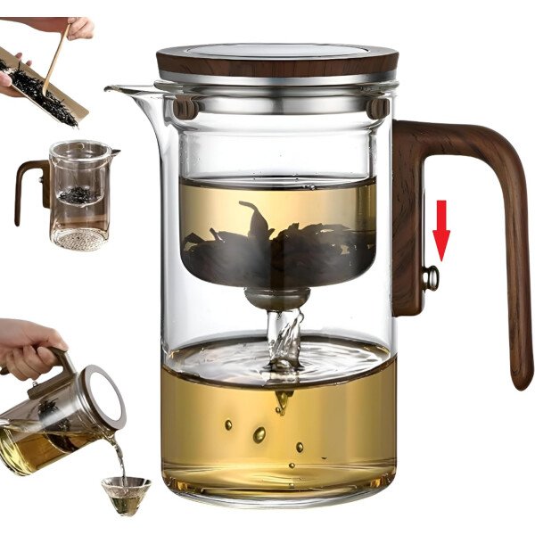 Enchanti - Tetera de té, tetera de cristal mágico de brujería creativa, infusor de té suelto desmontable, ideal para té más empinado, 20 onzas (aprox. 20.3 fl oz)